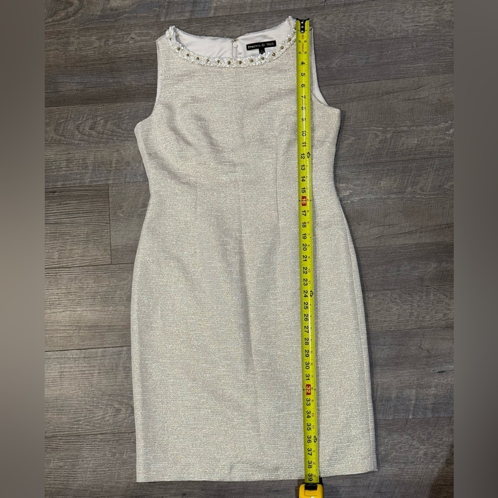 Preston & York Womens Cream gold Strapless Dress Size 8 - Picture 3 of 8